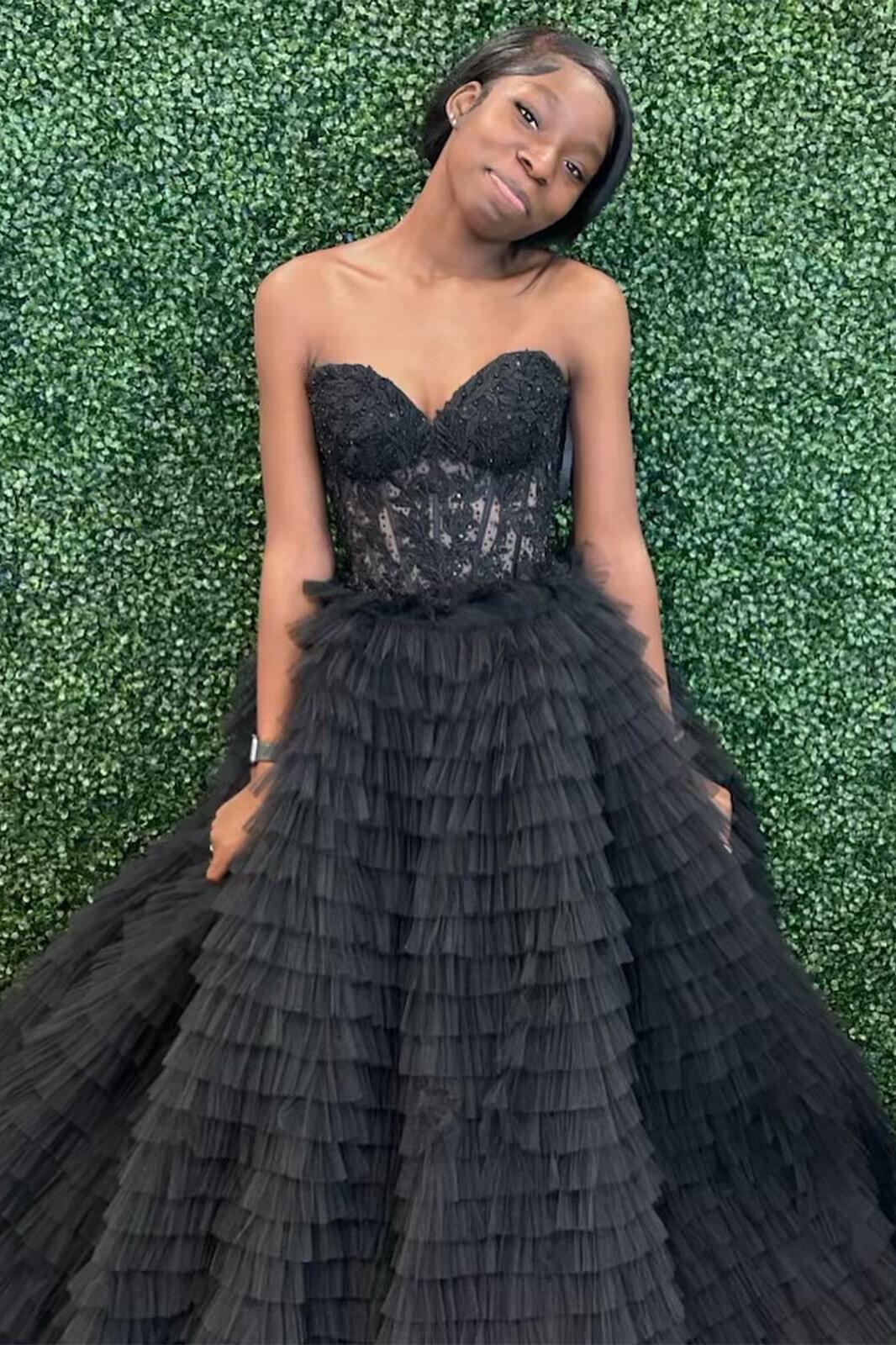 Sweetheart Appliques Light Blue Ruffles Tulle Formal Dress