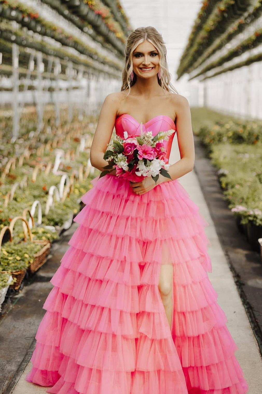 Sweetheart Black Tiered Ruffles Formal Dress