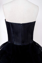 Sweetheart Black Tiered Ruffles Formal Dress