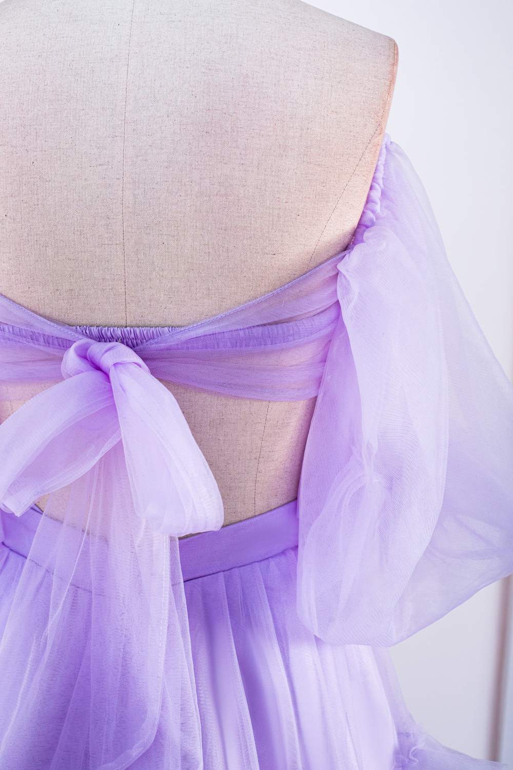 Two Piece Lavender Tulle Ruffles Prom Gown