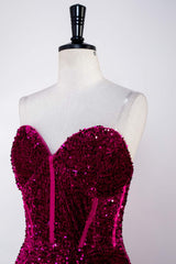 Sweetheart Fuchsia Sequin Mermaid Party Dress