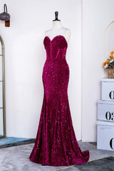 Sweetheart Fuchsia Sequin Mermaid Party Dress
