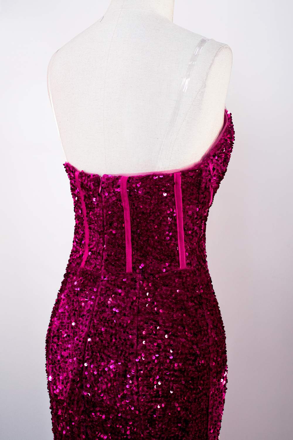 Sweetheart Fuchsia Sequin Mermaid Party Dress