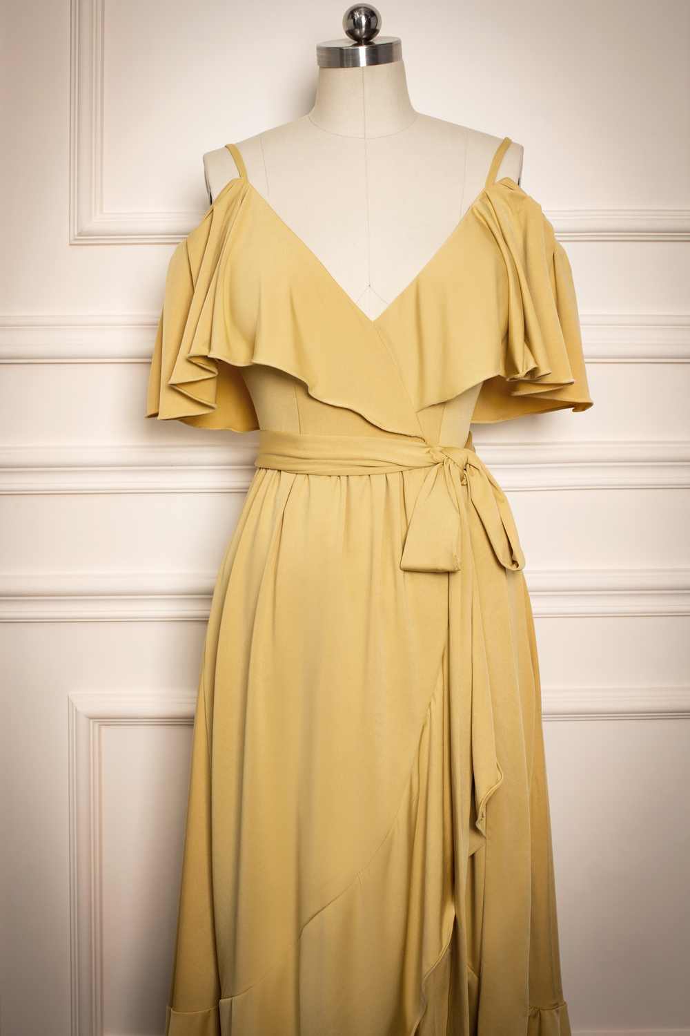 Gold Lovely A-line Chiffon Ruffles Bridesmaid Dress