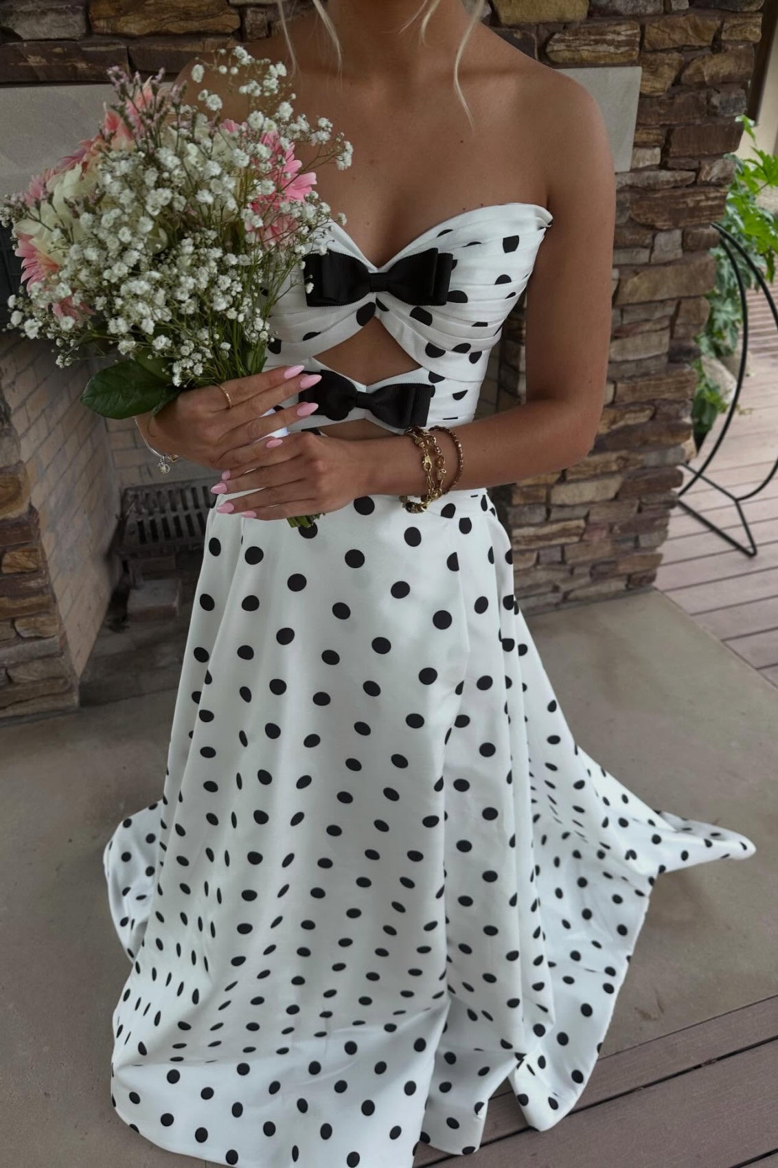 Polka Dot Strapless A-Line Dress