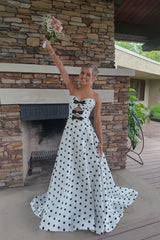 Polka Dot Strapless A-Line Dress
