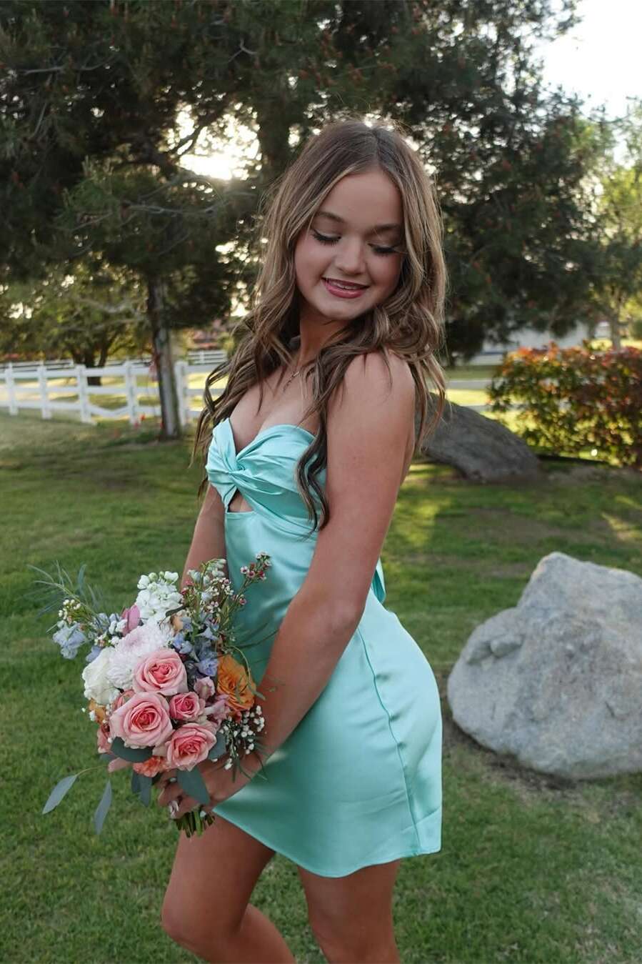 Mint Green Strapless Twist Cutout Mini Dress