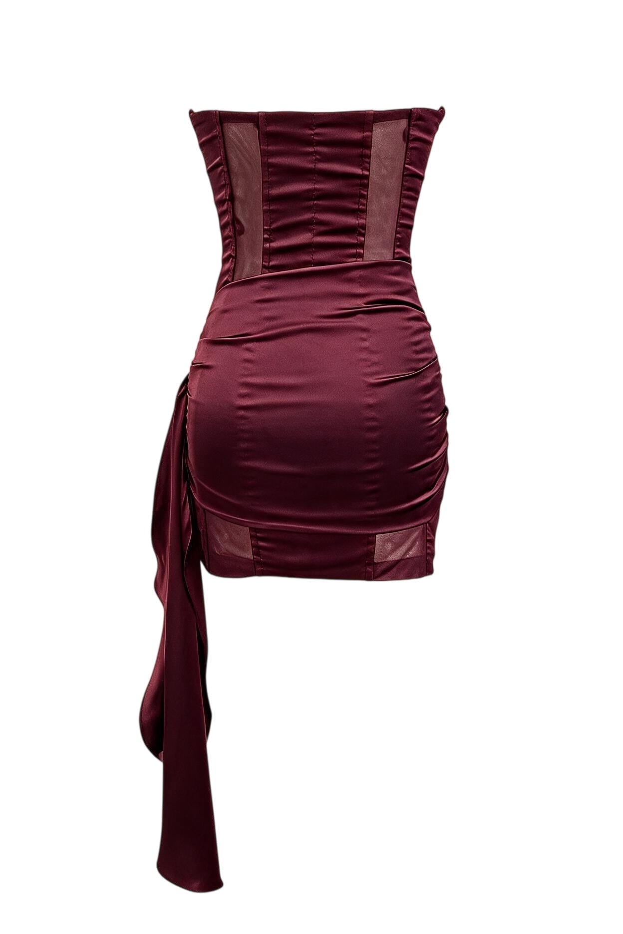 Burgundy Satin Bodycon Mini Dress