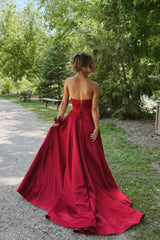 Red 3D Floral A-Line Prom Dress