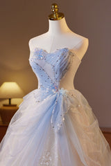 Sweetheart White and Blue Butterfly Sparkle Long Dress
