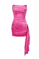 Burgundy Satin Bodycon Mini Dress