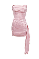 Burgundy Satin Bodycon Mini Dress
