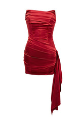 Burgundy Satin Bodycon Mini Dress