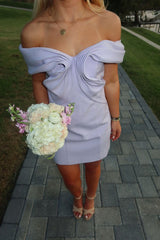 Off-the-Shoulder Pleated Mini Dress