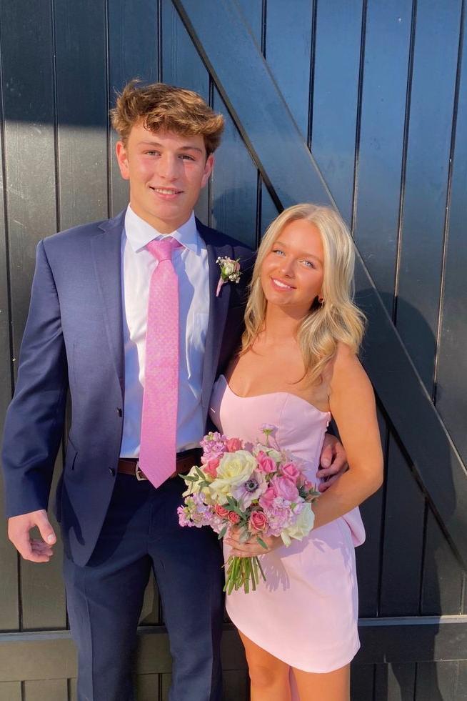 Strapless Pink Tight Party Dress with Bow