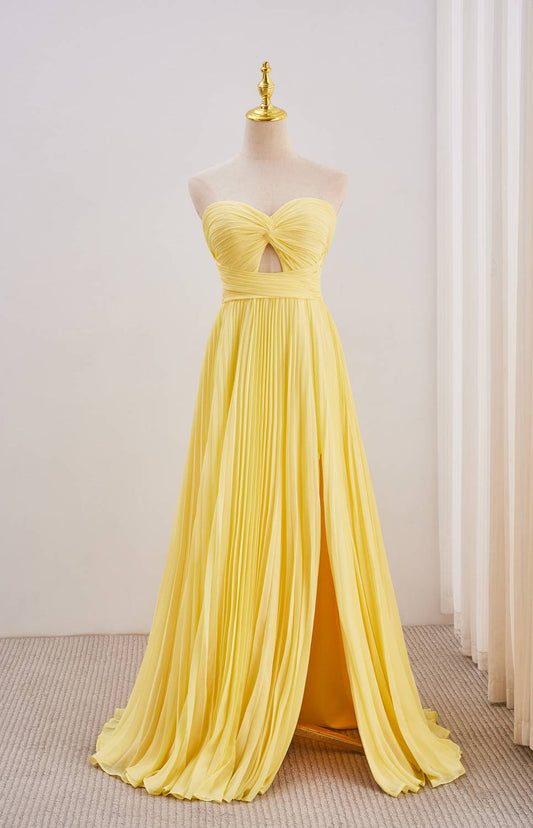 Yellow Sweetheart A-line Prom Dress with Keyhole