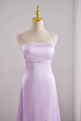 Lavender Spaghetti Strap Lace-up Back Long Prom Dress