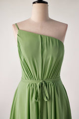 Matcha Green One-shoulder Bridesmaids Dress