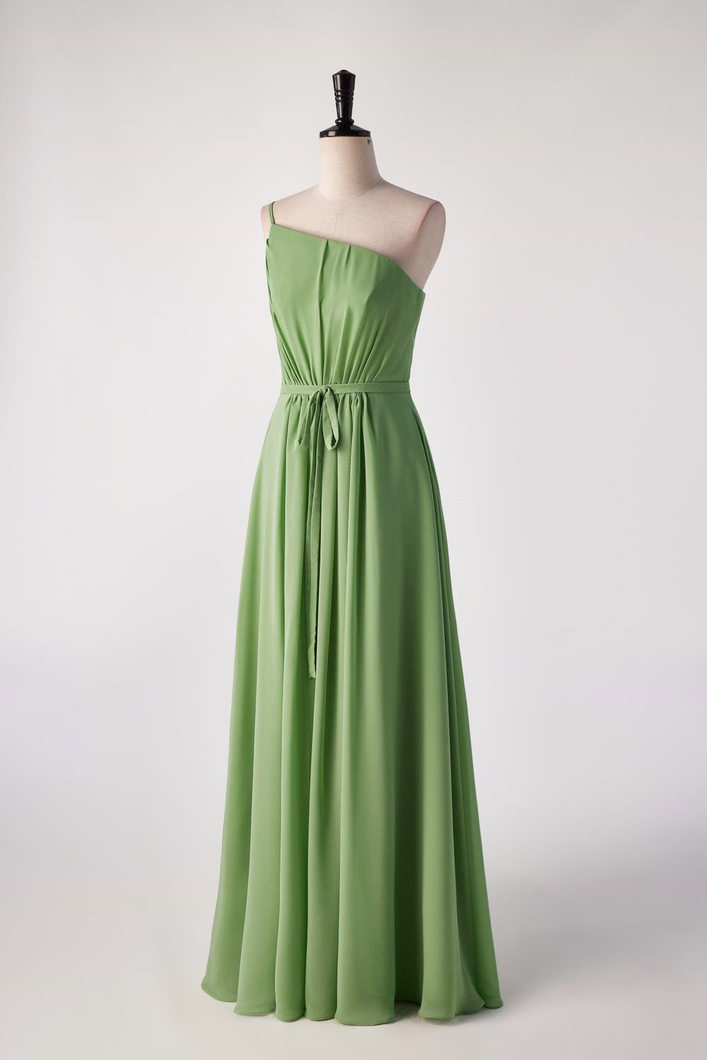 Matcha Green One-shoulder Bridesmaids Dress