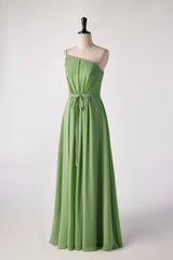 Matcha Green One-shoulder Bridesmaids Dress
