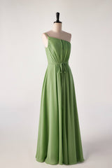 Matcha Green One-shoulder Bridesmaids Dress