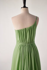 Matcha Green One-shoulder Bridesmaids Dress