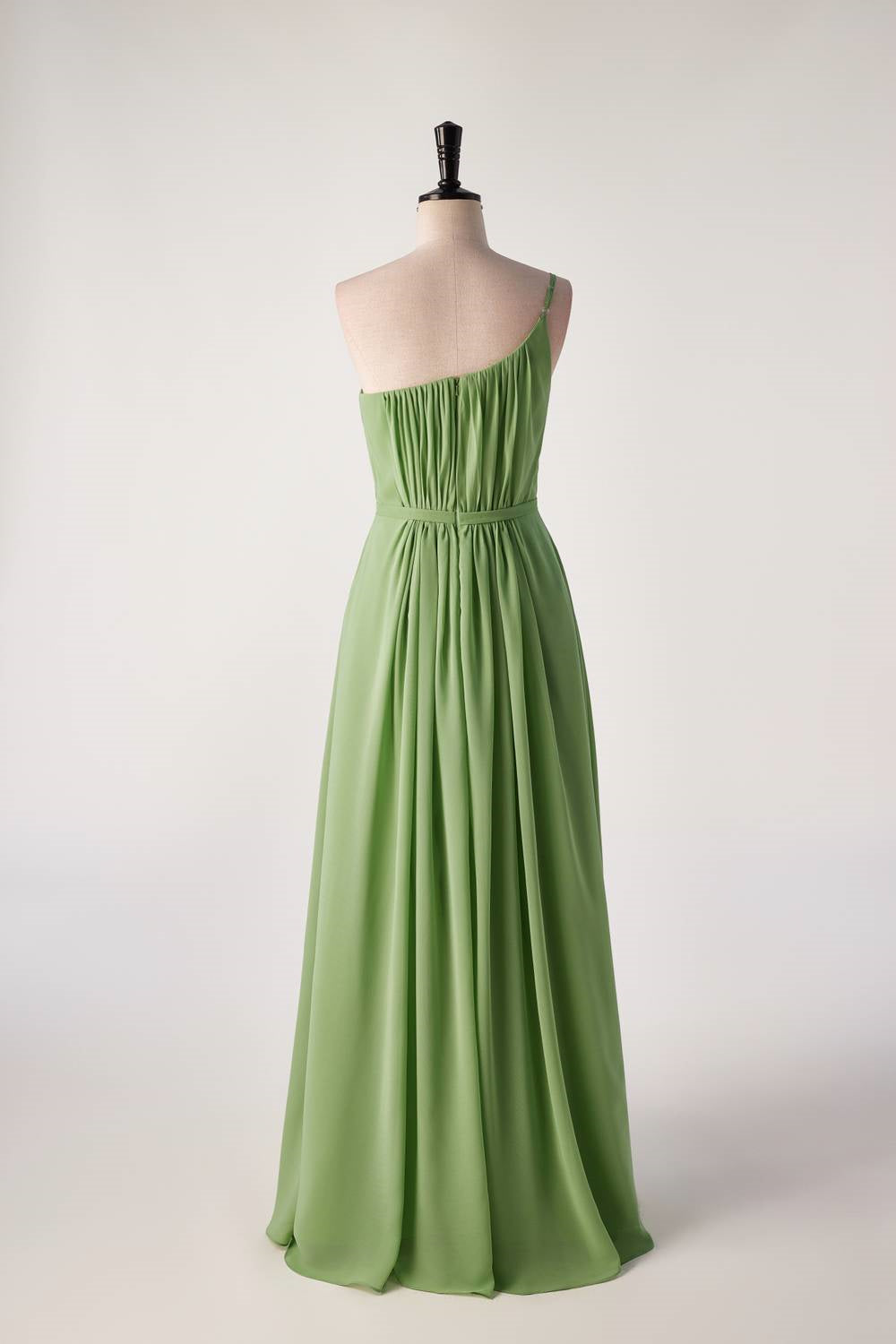 Matcha Green One-shoulder Bridesmaids Dress