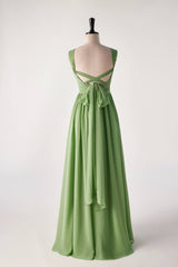 Matcha Green Sleeveless Lace-up Back Long  Bridesmaids Dress