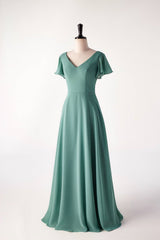 Eucalyptus A-line Cap Sleeve Bridesmaid Dresses