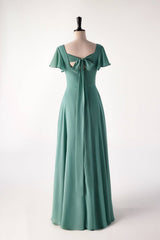 Eucalyptus A-line Cap Sleeve Bridesmaid Dresses