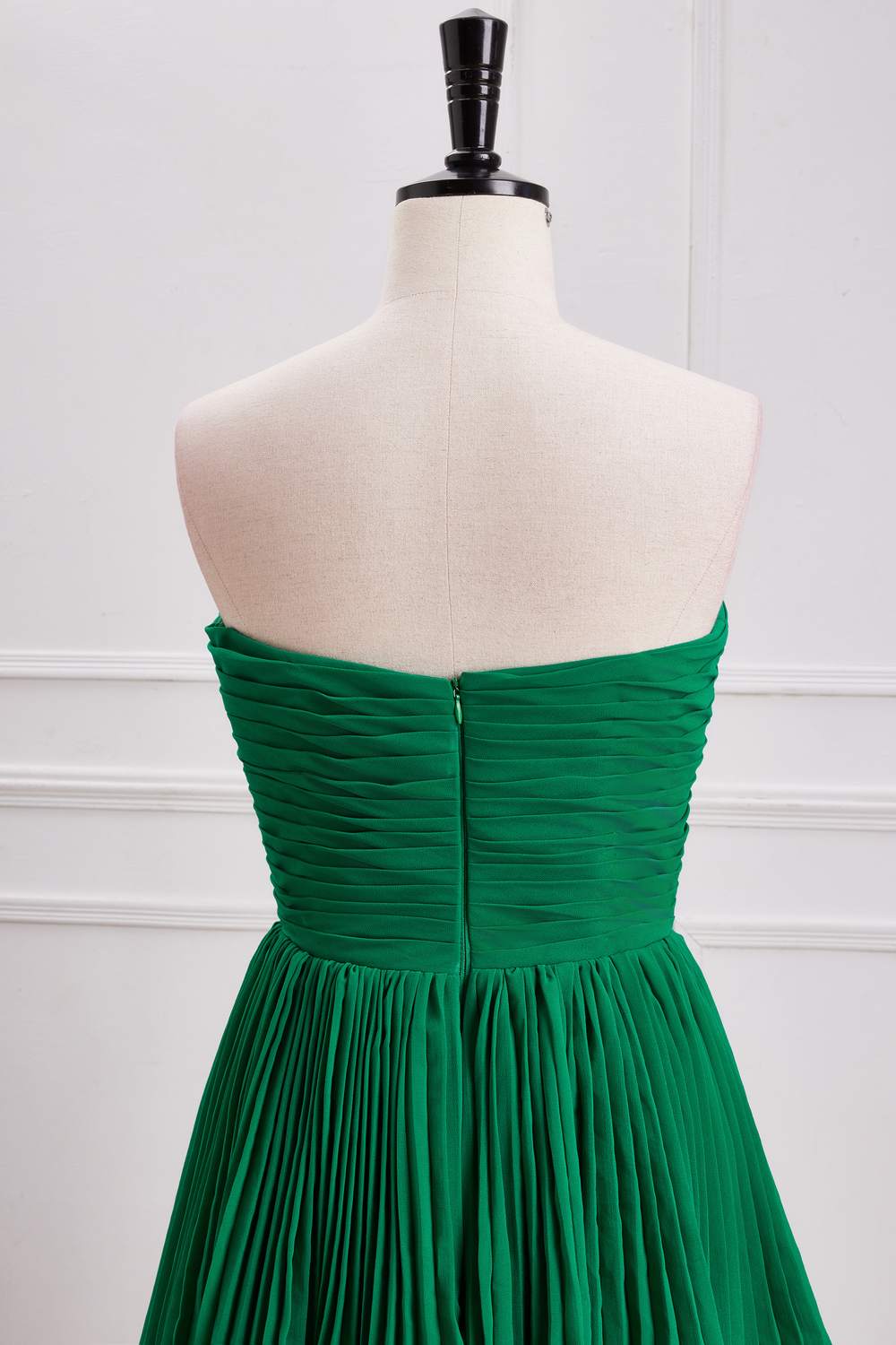 Hunter Green Strapless Layers A-line Long Prom Dress