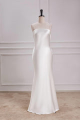 Strapless Ivory Soft Satin Party Dress with Cowl Back