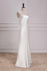 Strapless Ivory Soft Satin Party Dress with Cowl Back