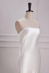 Strapless Ivory Soft Satin Party Dress with Cowl Back
