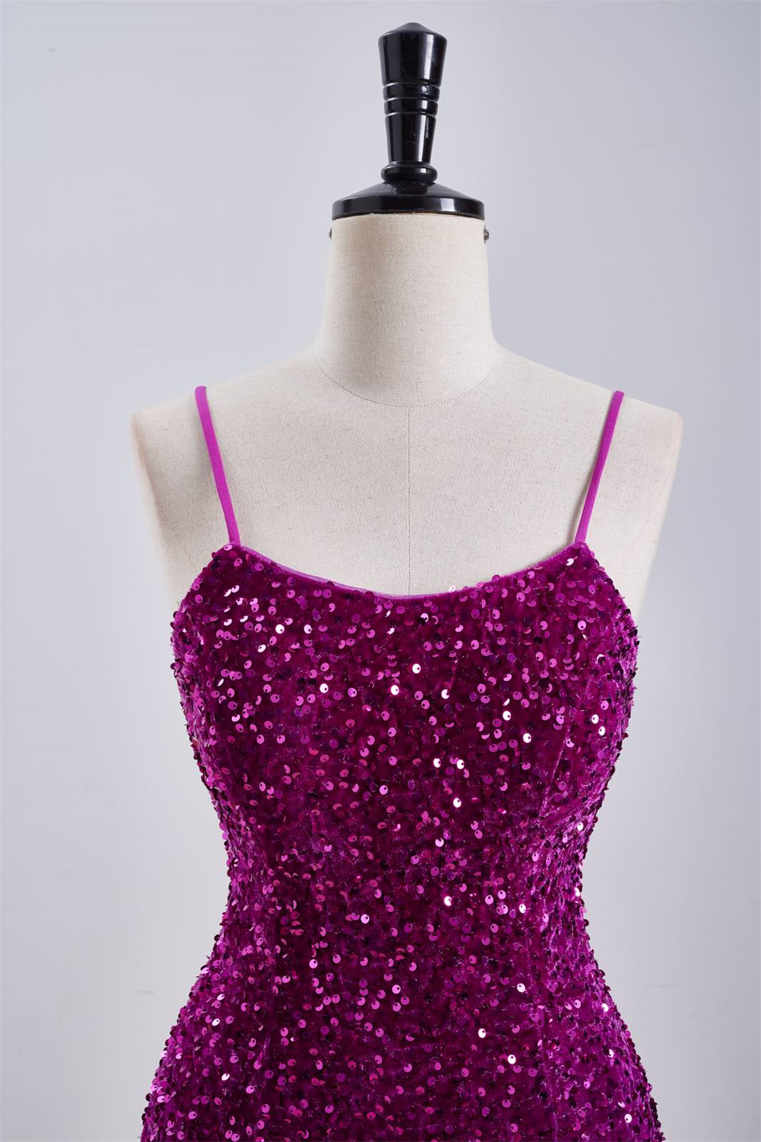 Fuchsia Sequin Tight Short Homecoming Dress