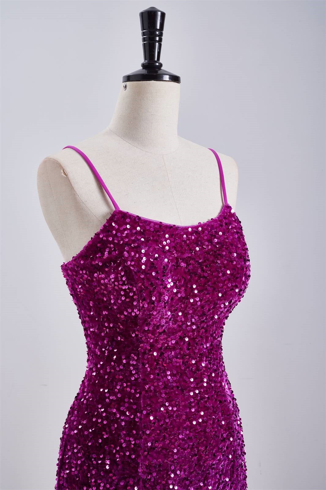 Fuchsia Sequin Tight Short Homecoming Dress