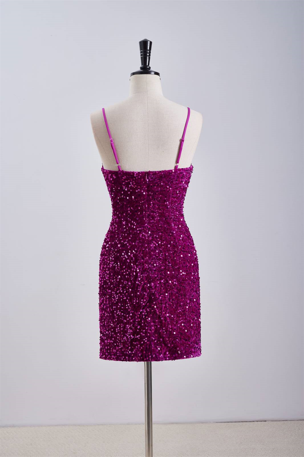 Fuchsia Sequin Tight Short Homecoming Dress