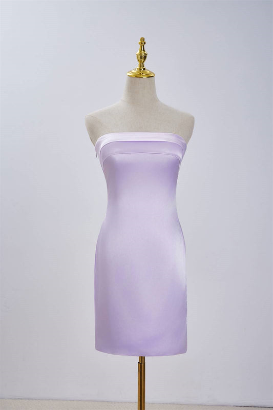 Strapless Lavender Tight Short Dress