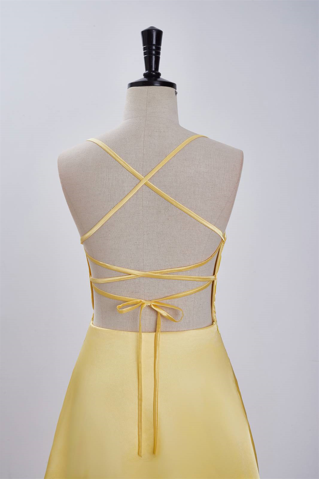 Cowl Neck Yellow Straps A-line Short Dress