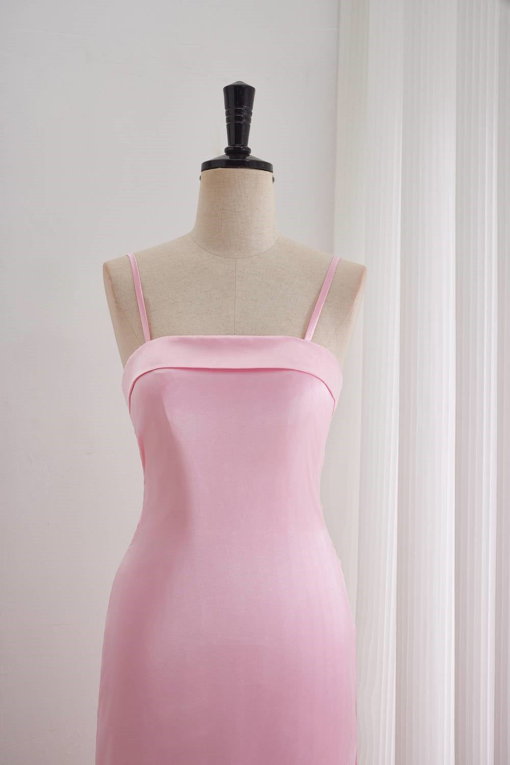 Pink Spaghetti Strap  Dress with Slit