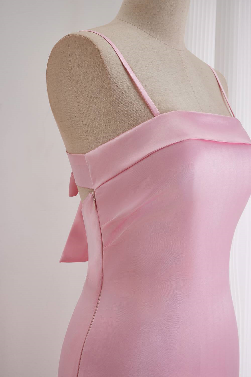 Pink Spaghetti Strap  Dress with Slit