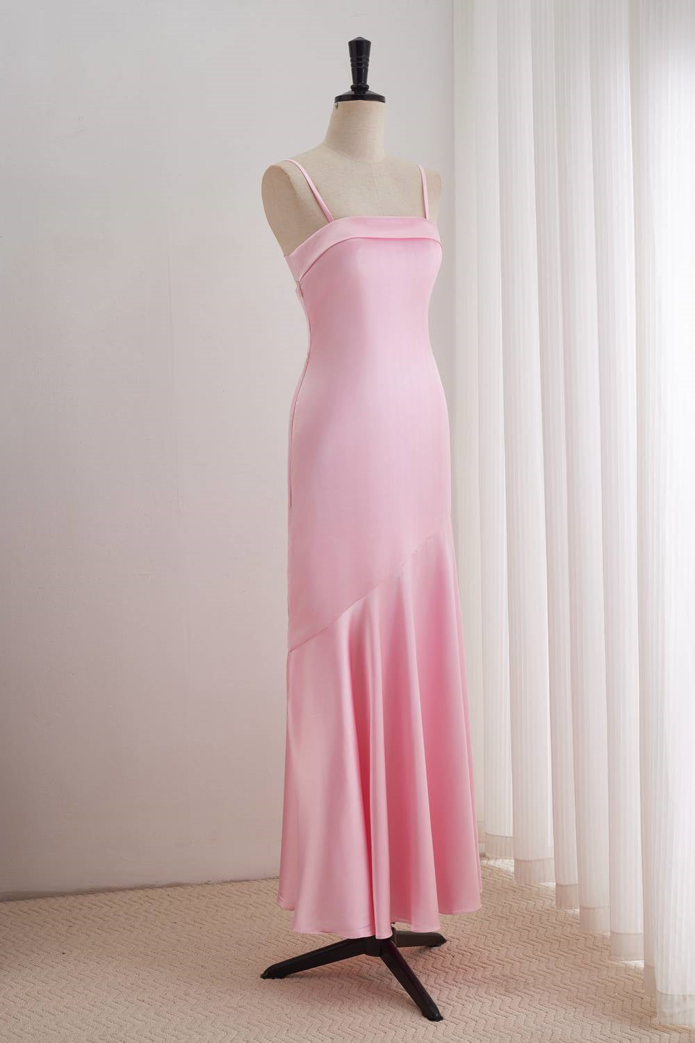 Pink Spaghetti Strap  Dress with Slit
