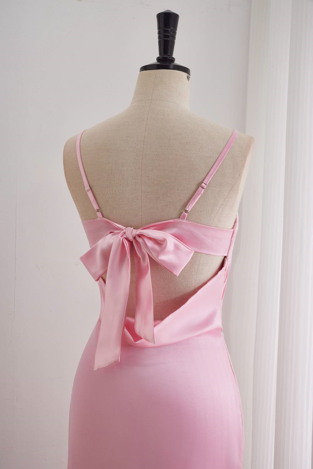 Pink Spaghetti Strap  Dress with Slit