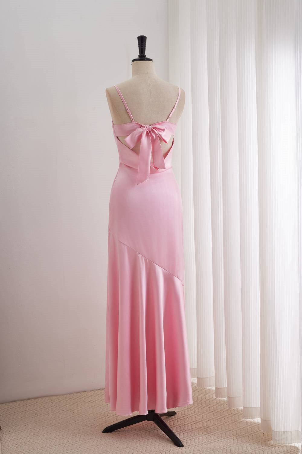 Pink Spaghetti Strap  Dress with Slit