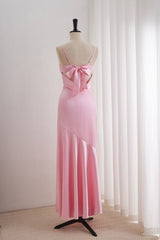 Pink Spaghetti Strap  Dress with Slit