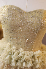 Strapless Beaded and Sequin Ruffle Short Dress