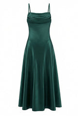 Burgundy Satin Backless Lace-Up Long Dress