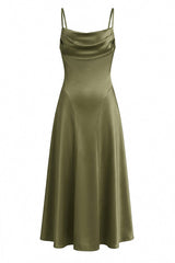 Burgundy Satin Backless Lace-Up Long Dress