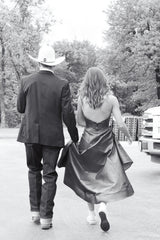 Blue Satin Mermaid Dress with Bow