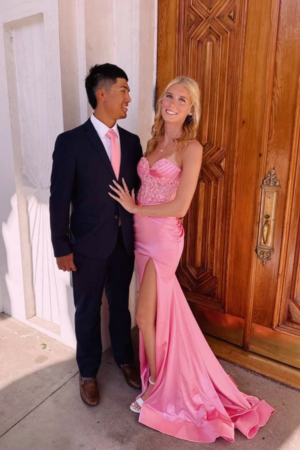 Hot Pink Floral Appliqué Dress